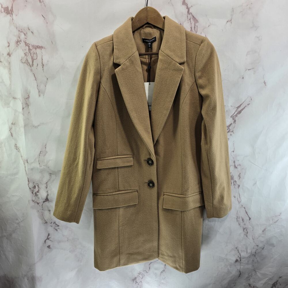 Universal Standard Coat Womens 4XS XS Pea Wool Camel Tan Beige Midi Long Harlow